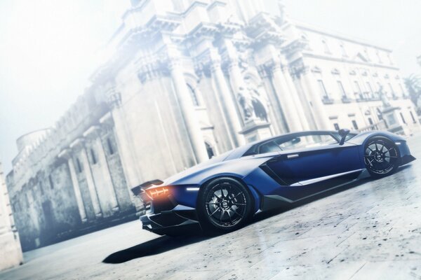 Auto Lamborghini di colore blu