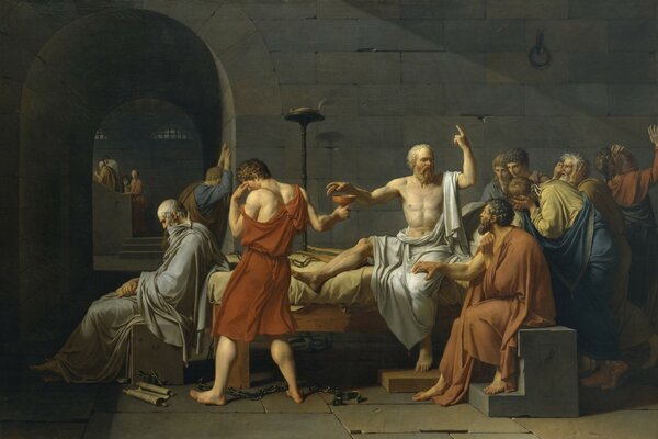 Oil painting Socrates Neoclaicism