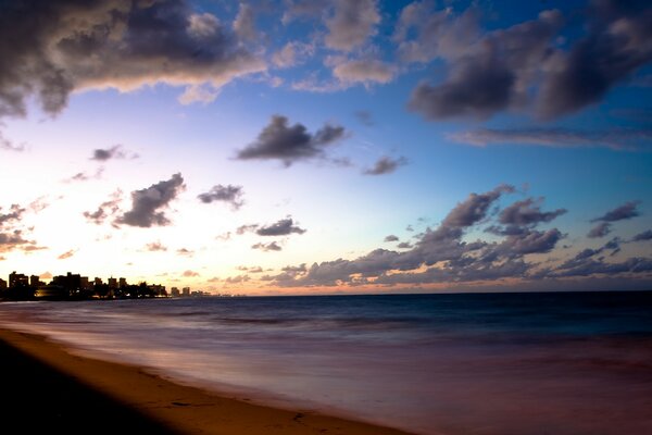 The seashore in the evening and beautiful clouds