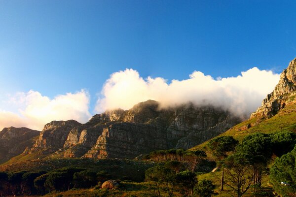 Mountain range on a summer day