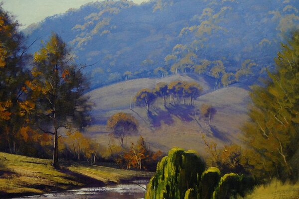 Autumn landscape of barren fields