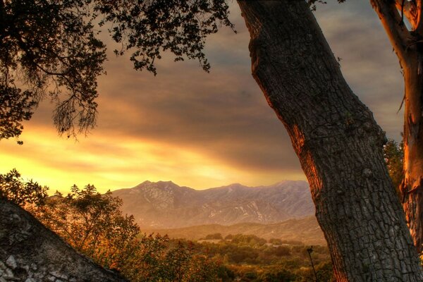 Paisaje de montaña al atardecer