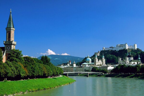 Landscape on a snow-white castle in the mountains