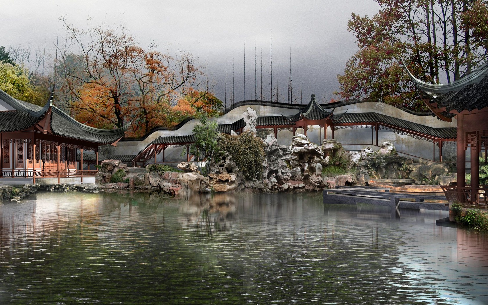 landscape autumn reservoir china