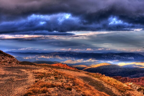 Heavenly mountains in the distance