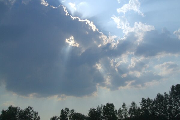 The radiance of a ray of the sun in the sky