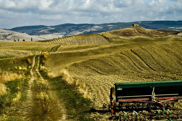 Arable land in summer in Italy