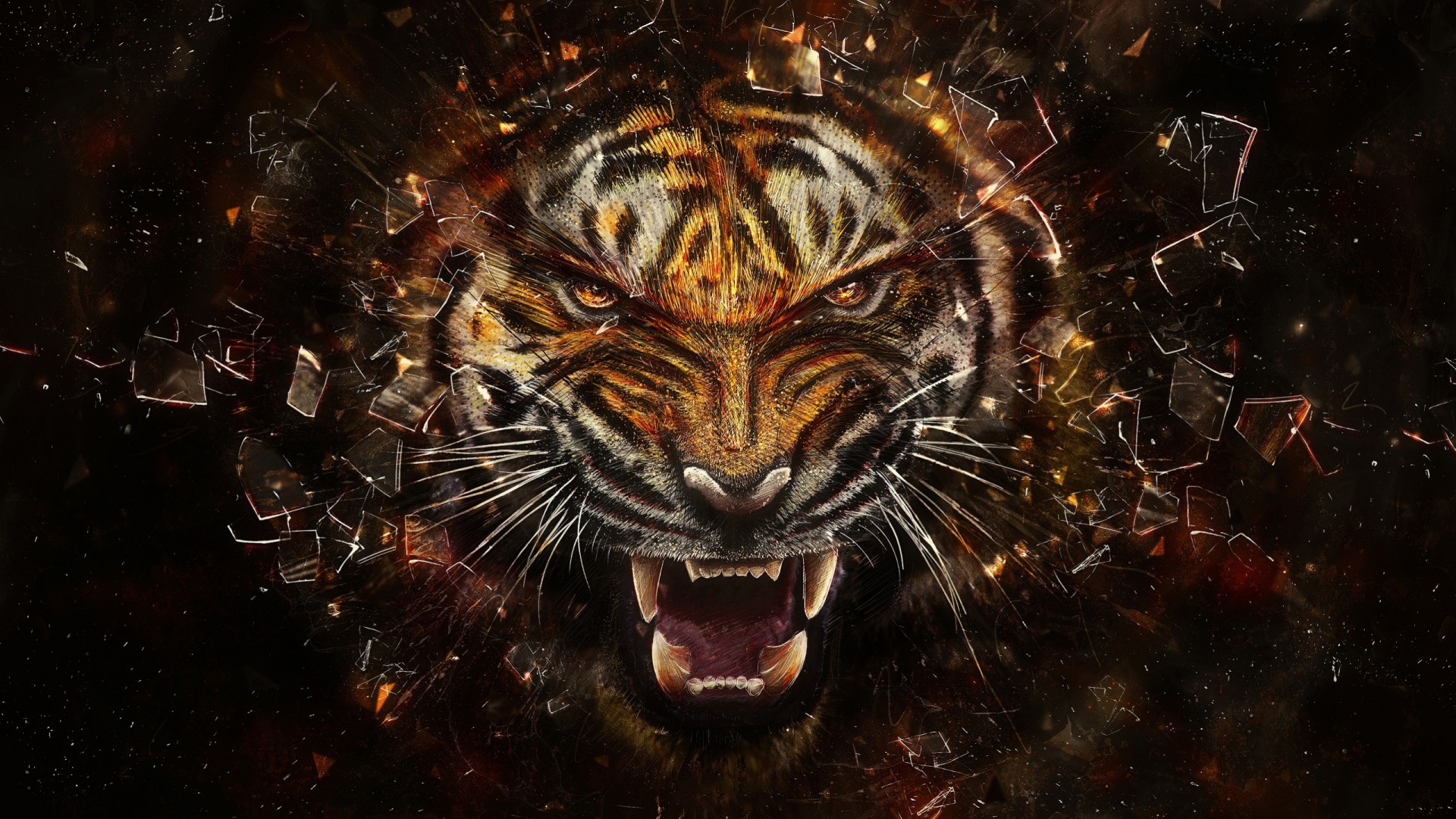 glass pieces tiger