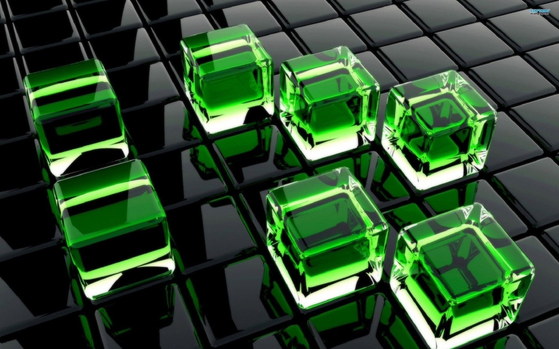 verts cubes surface verre