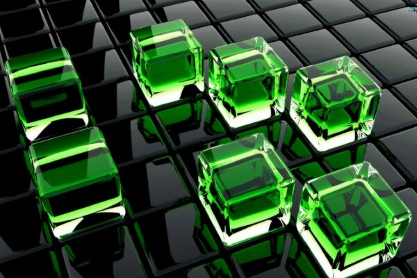 Cubes de verre sur la surface