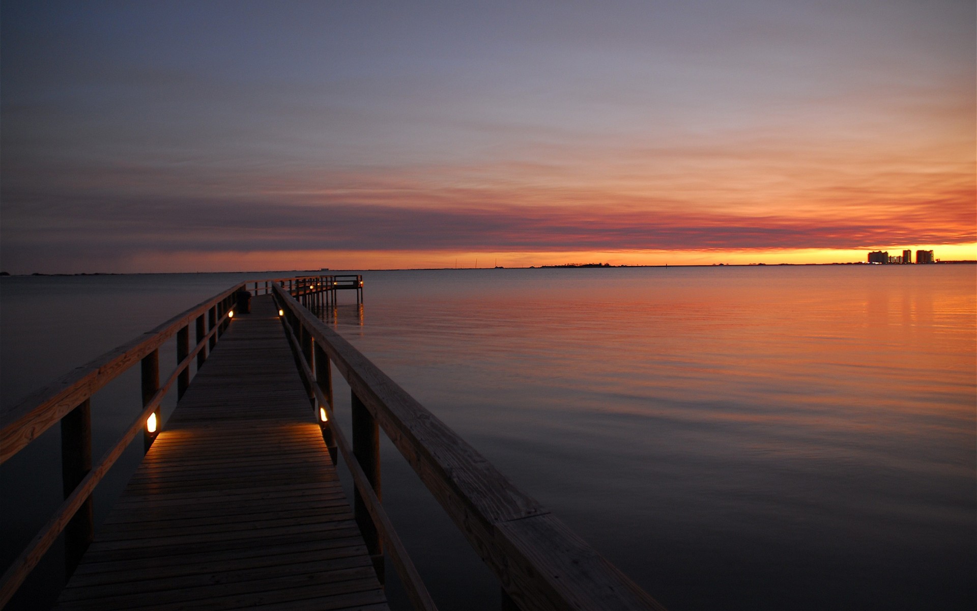 brücke meer sonnenuntergang