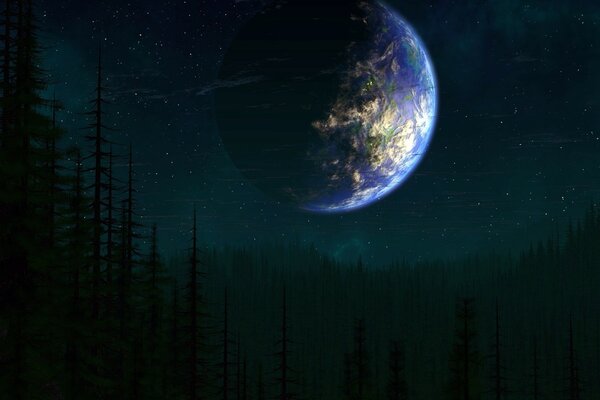 A big planet in the night sky