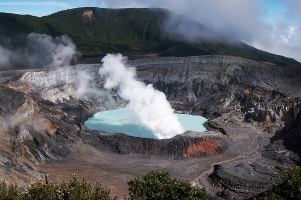 Photo of a geyser in the mountains