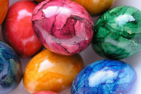 Colorful marble eggs for Easter