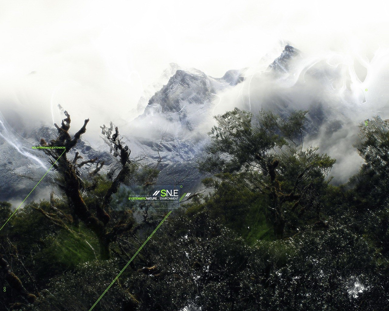 arbres montagnes neige