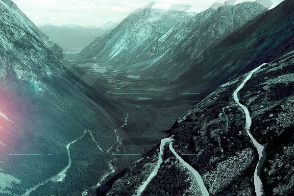 Foto di strade di montagna con lavoro