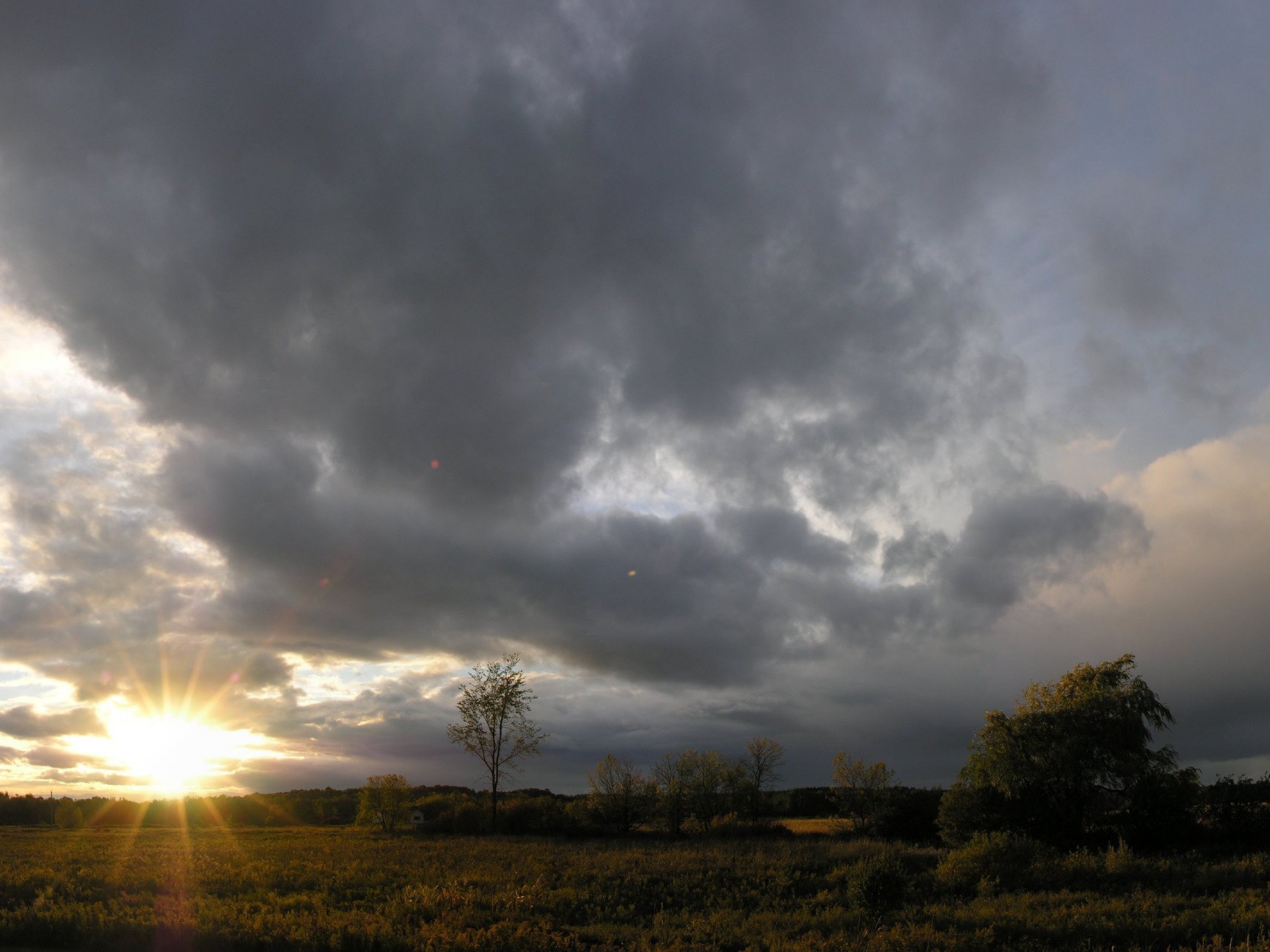 ciel nuages soleil arbres