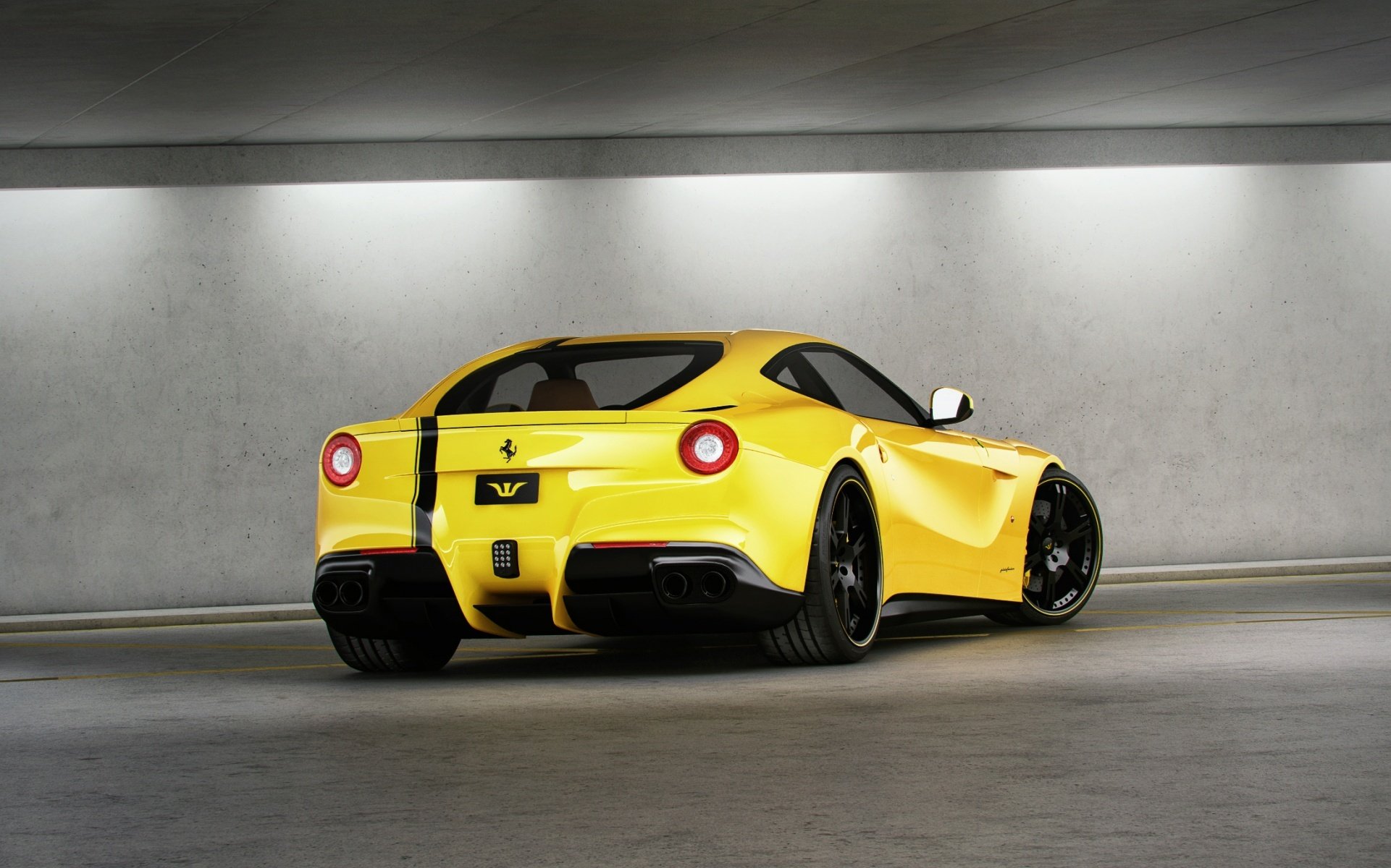 ferrari f12 berlinetta yellow ferrari f12 berlinetta rear shadow mirror reflection