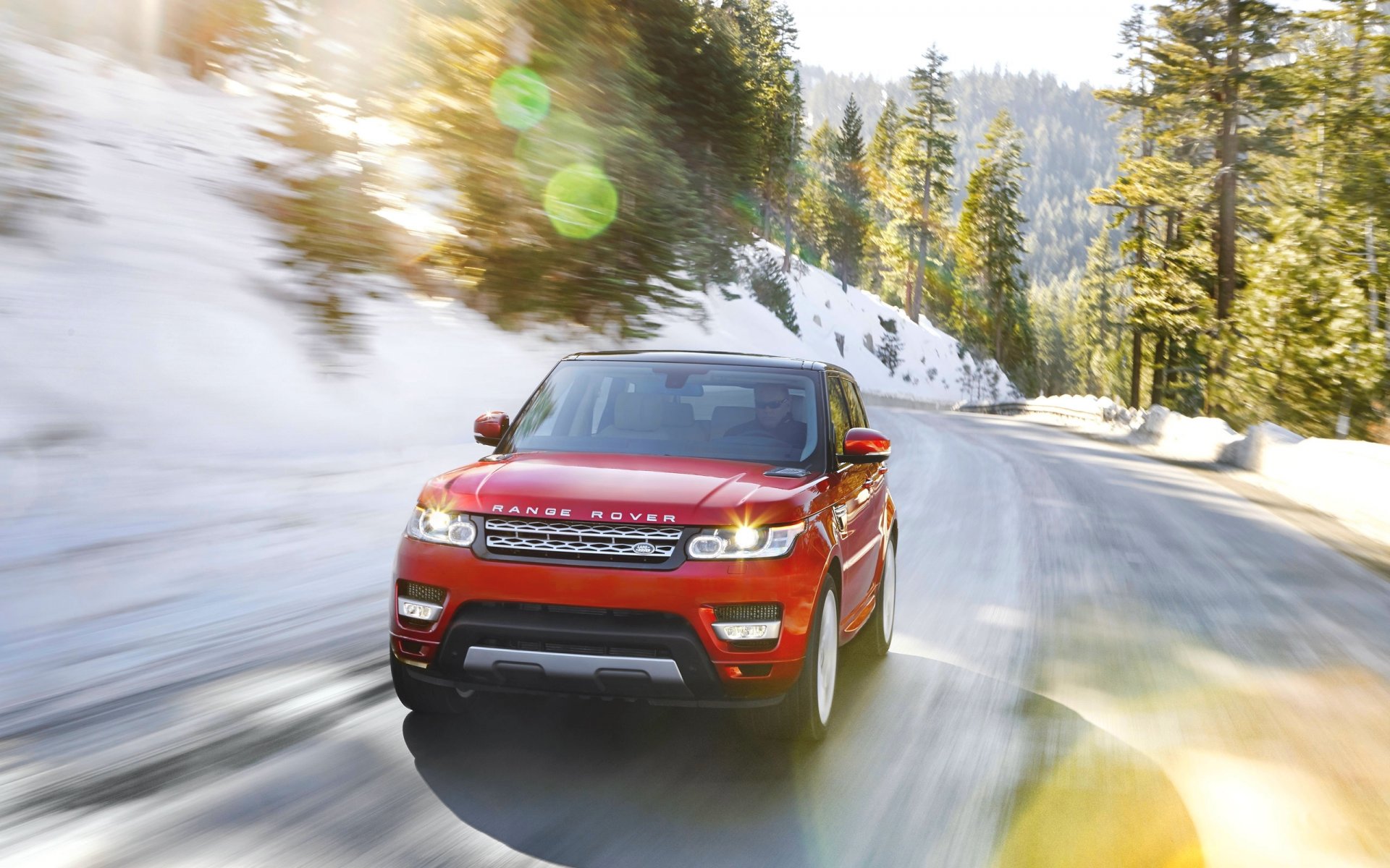 land rover range rover sport auto rot front blendung in bewegung straße