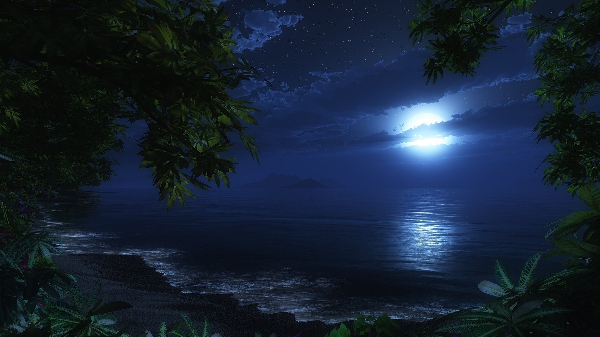 mer romance nuit plage lune