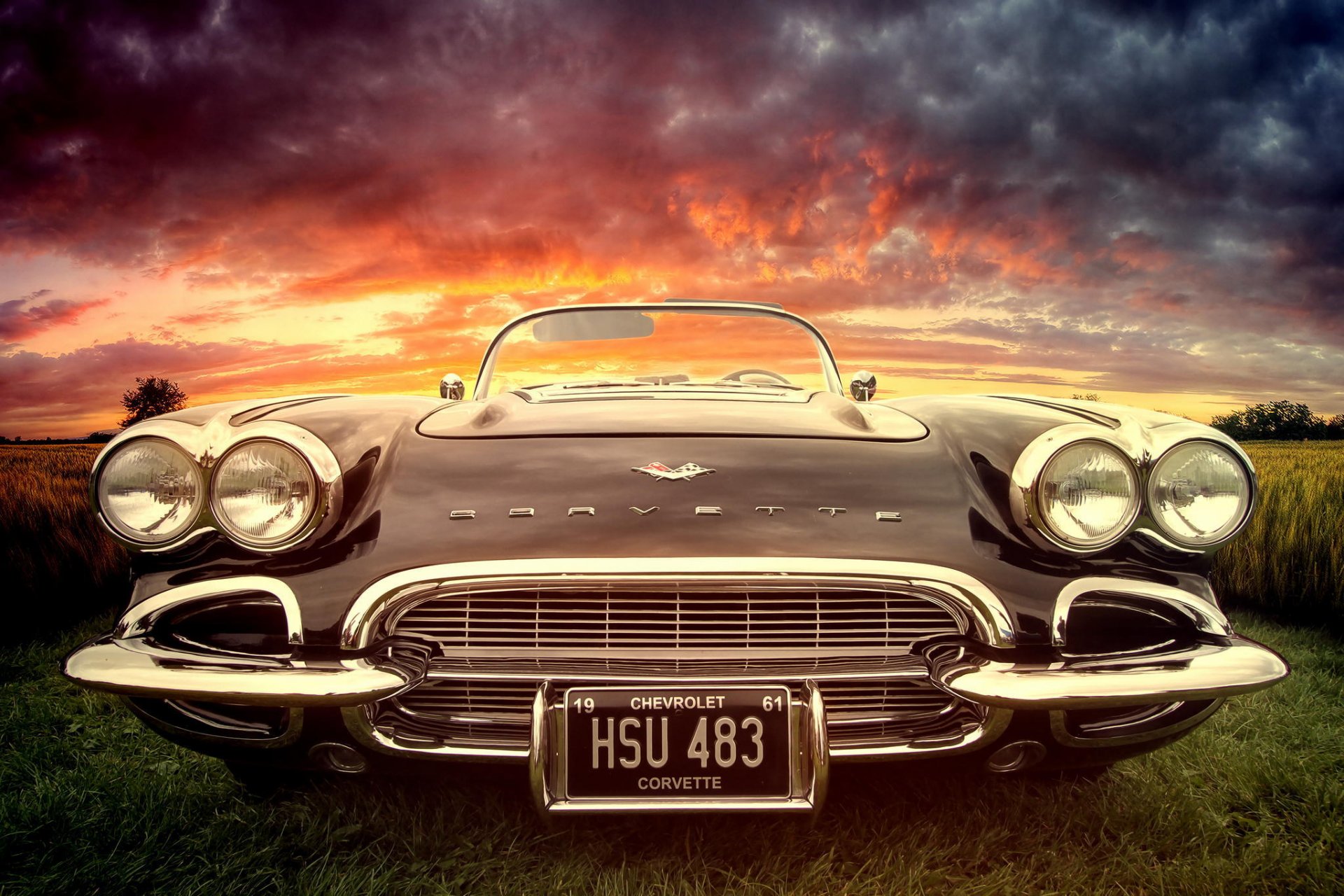 voiture chevrolet chrome classique corvette coucher de soleil voiture rareté