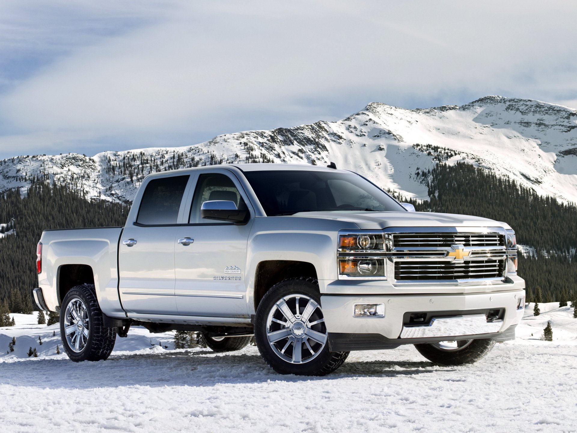 chevrolet silverado high country kabina załogi samochód jeep pickup śnieg góry