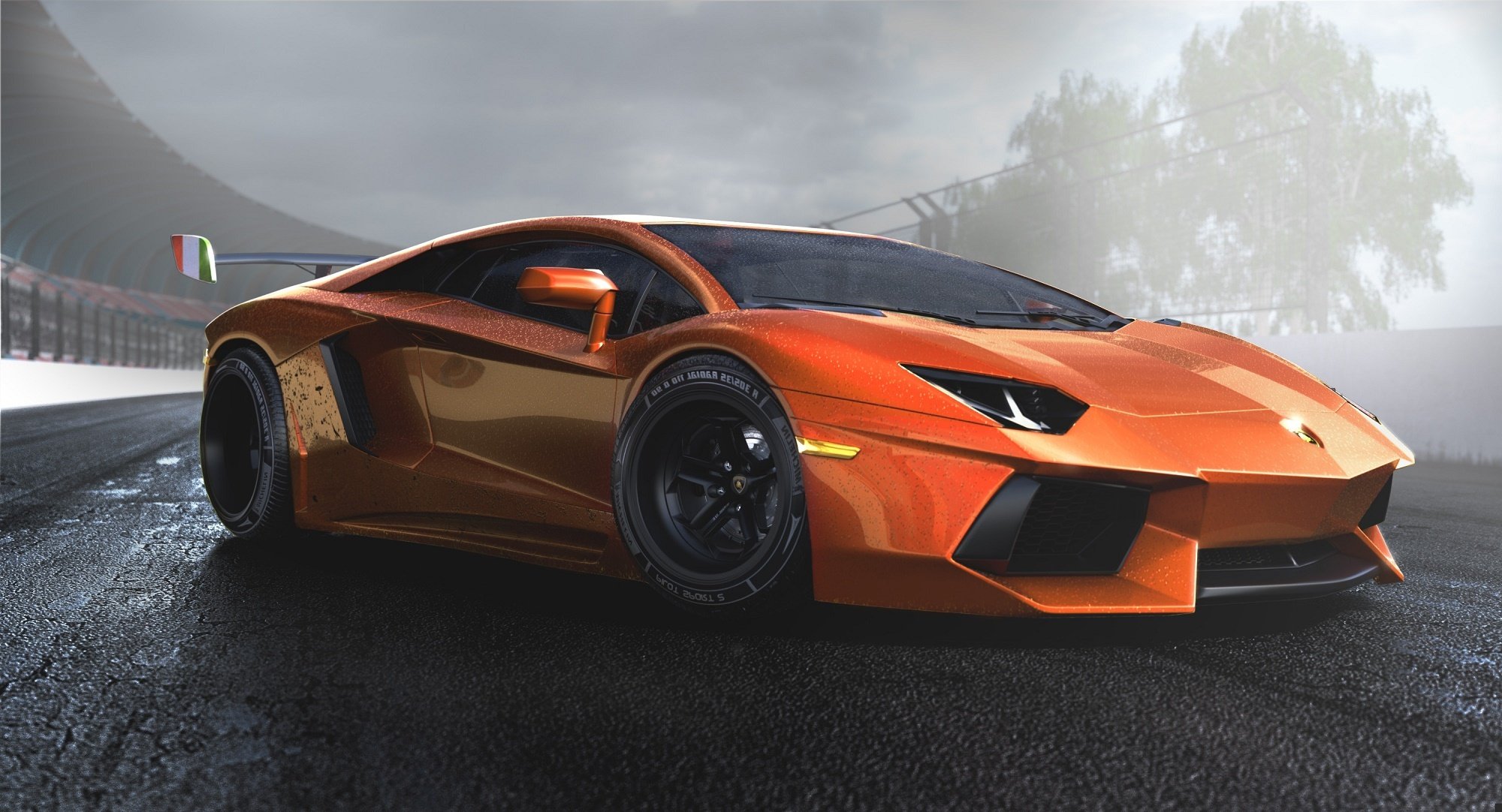 lamborghini aventador lp700-4 resistencia tuning spoiler ruedas pista italiano superdeportivo naranja sol