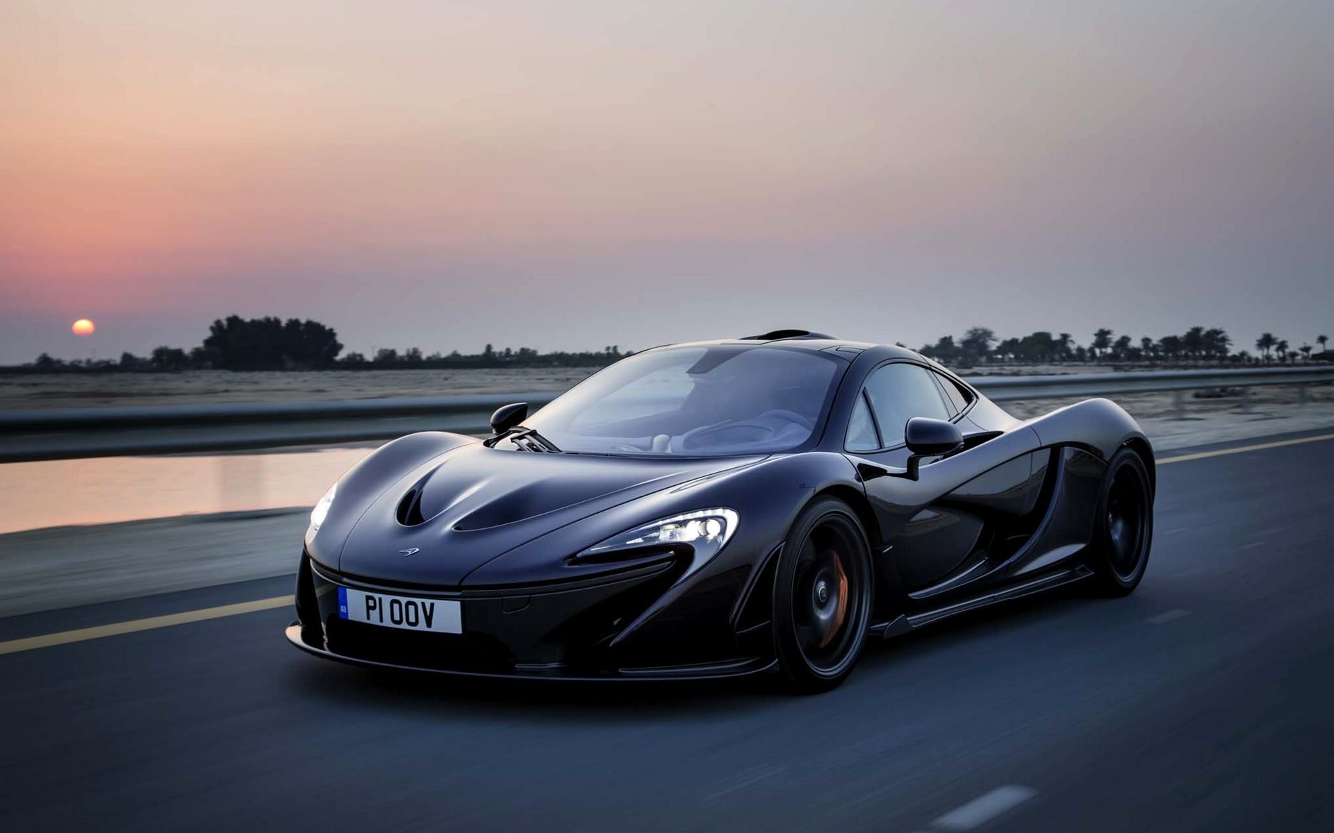 mclaren p1 supercar black speed car mclaren road evening