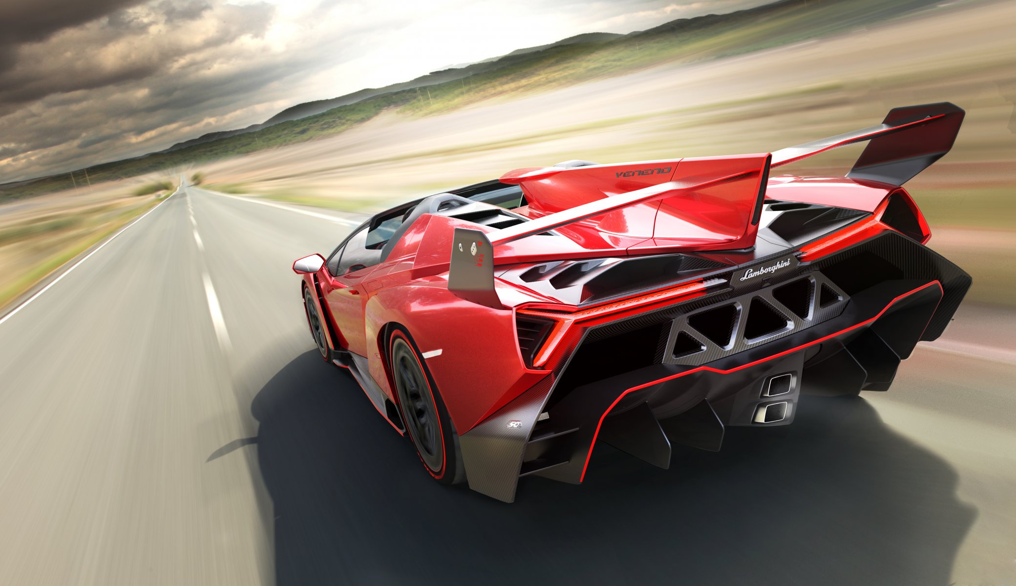 lamborghini veneno родстер суперкар скорость зад