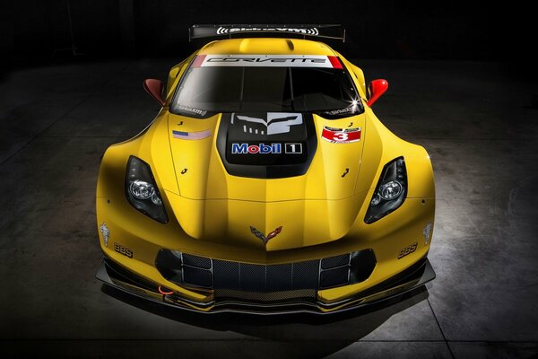 Chevrolet Corvette yellow racing car