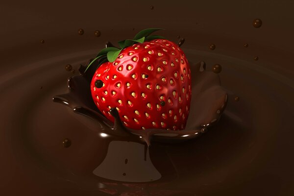 Fraises au chocolat éclaboussures dans toutes les directions