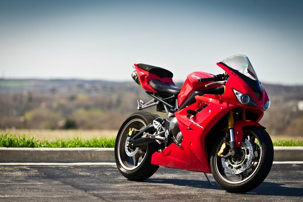 Red daytona 675. Stylish motorcycle