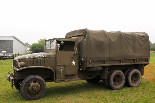 American military truck on the grass