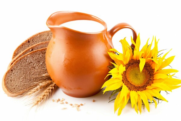 A jug of milk on a white background