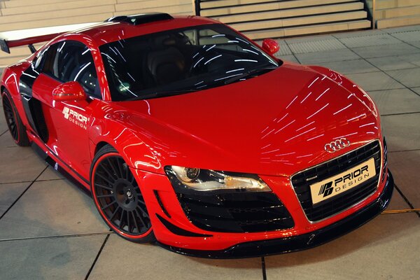 Audi supercar with tuning on the square