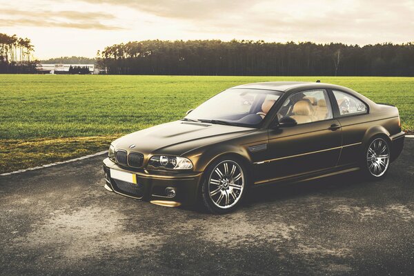 Grey BMW on a country road