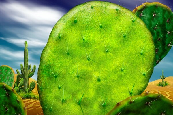 Un gran cactus verde en el desierto