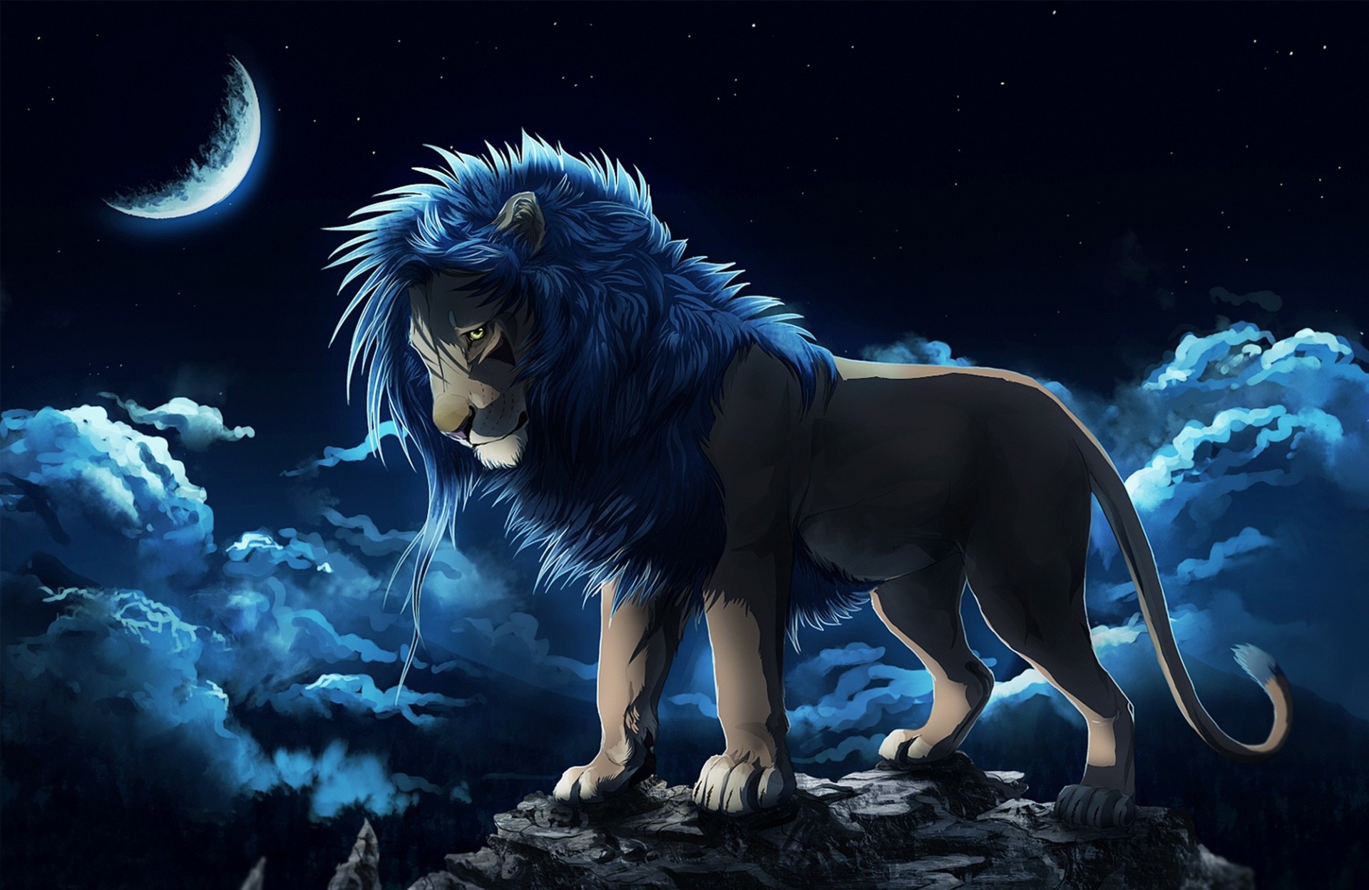 night mane clouds rock moon leo