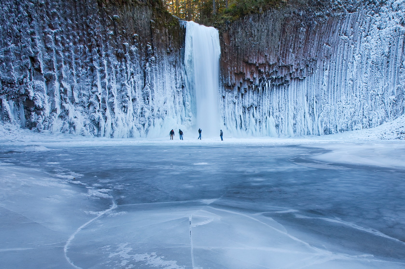 waterfall next winter people