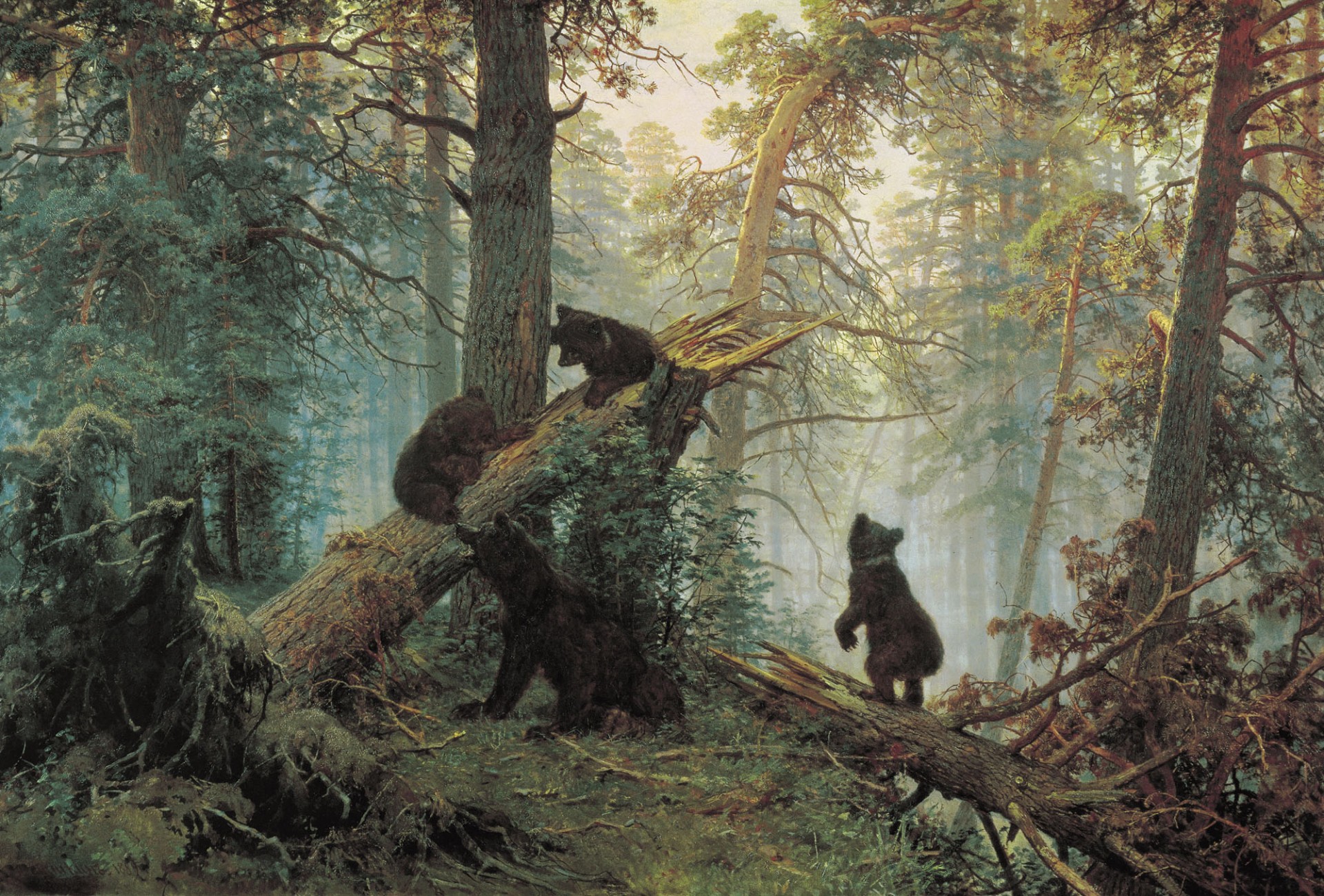 ivan shishkin forest bears morning in a pine forest