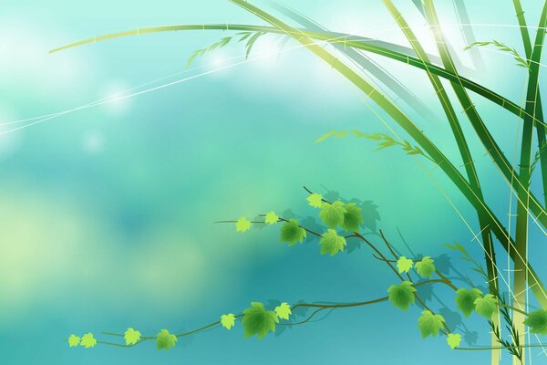 Drawing of bright spring greenery