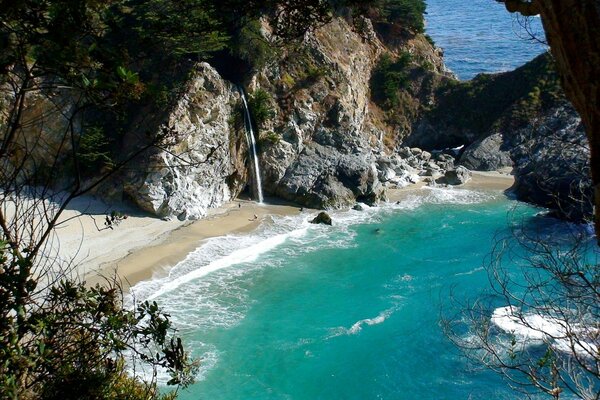 Alberi sulle rocce e azzurro