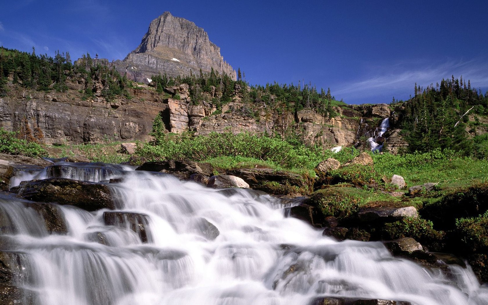 waterfall mountain tree