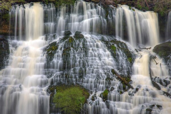 Enorme cascada. Naturaleza. Bosque