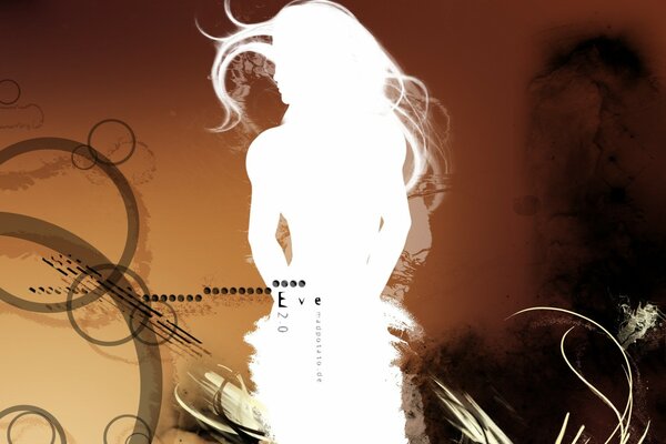 White silhouette of a girl with long hair