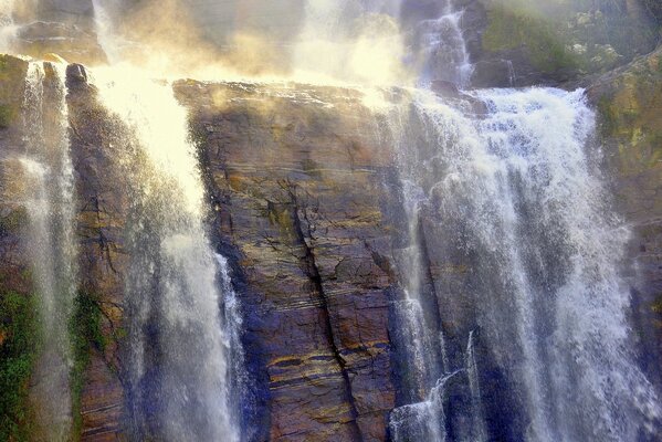 Waterfall in the sunlight