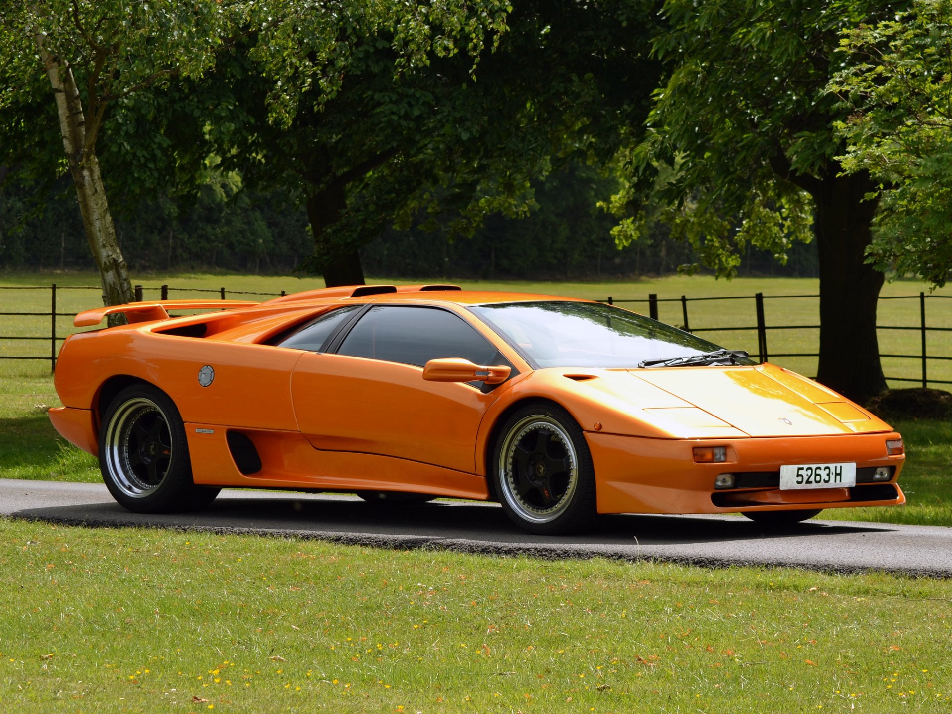 lamborghini diablo lambo diablo tuning orange natura drzewa