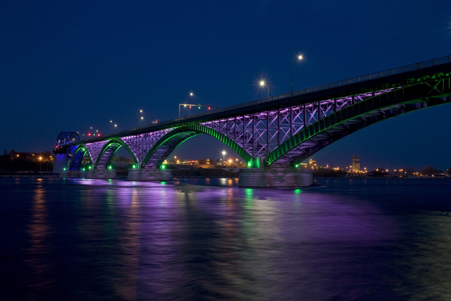 peace bridge città baia ponte luci notte