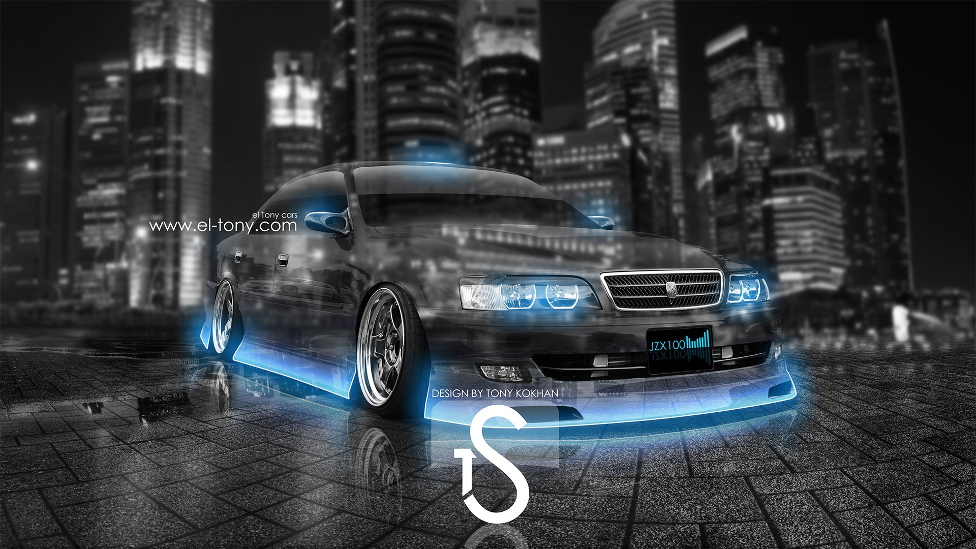 toyota chaser kristall blau neon stadt el tony cars photoshop toyota chaser tourer v