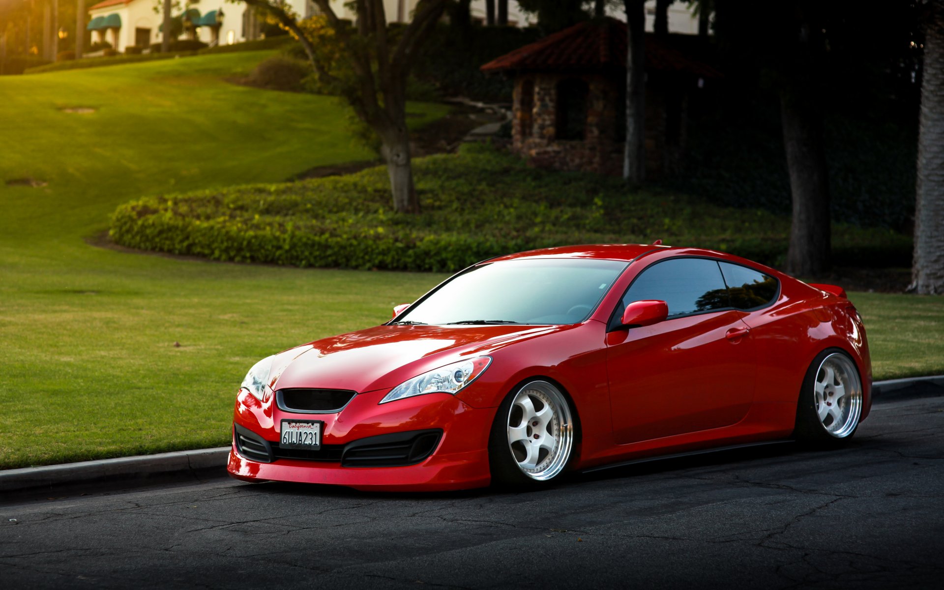 hyundai genesis tuning auto red car hq wallpaper